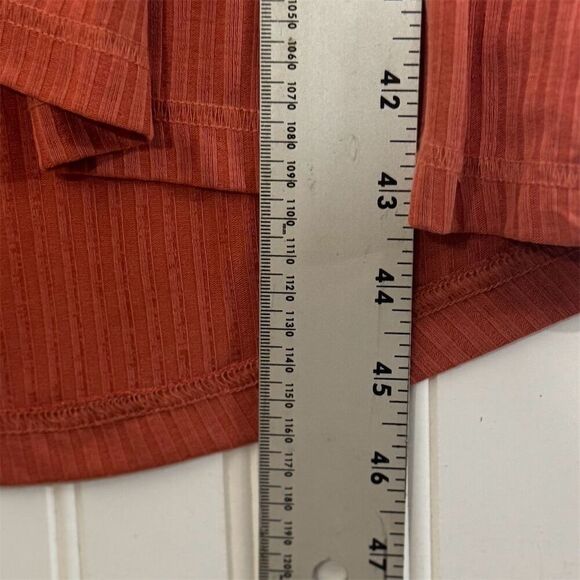 Free People Rust Orange Sleeveless Wrap Midi Dress S  Ribbed Knit Boho Festival - Picture 7 of 8